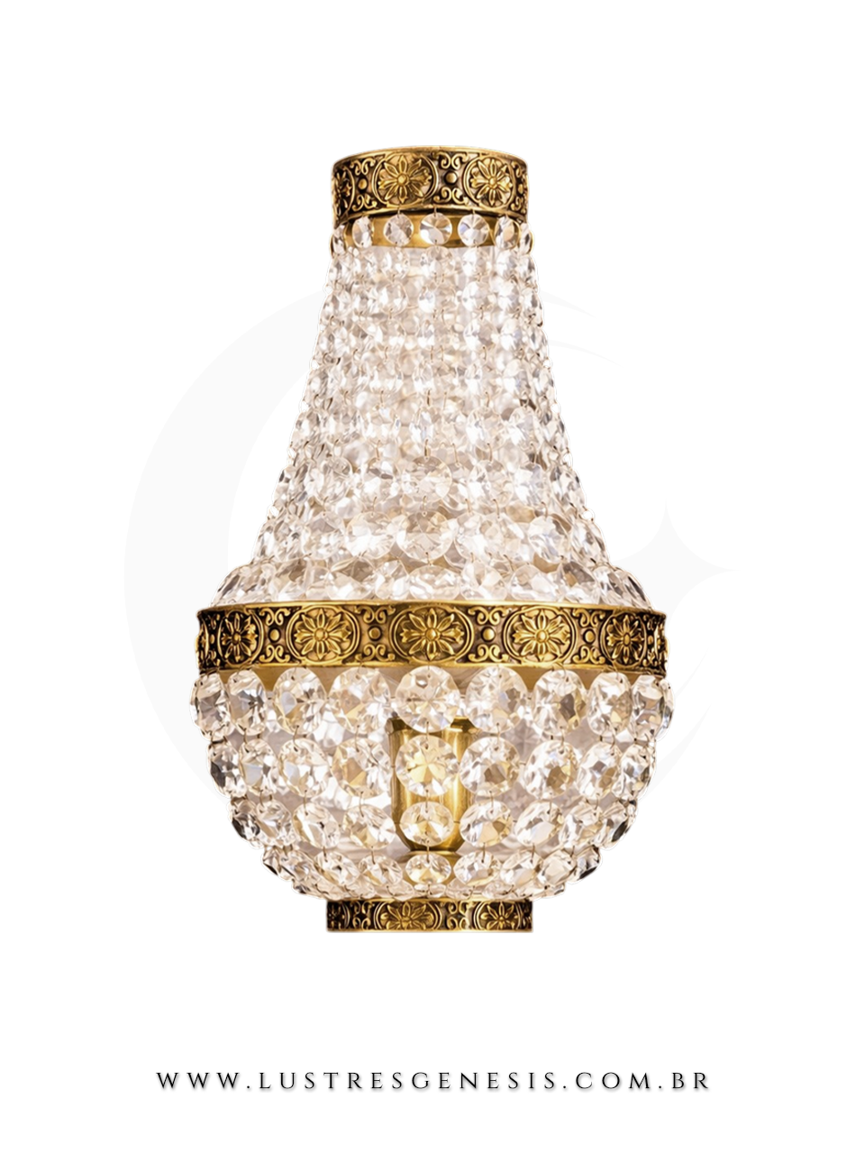 Luminária de Parede Arandela Cristal Bronze Clássica Redonda Luxo para Sala Quarto Corredor Hall Cabeceira